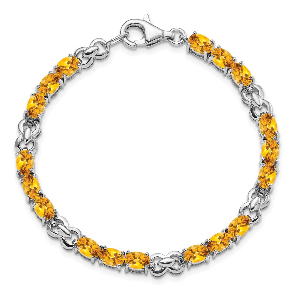 7 Zoll Sterlingsilber Rhodiniert Citrin Armband