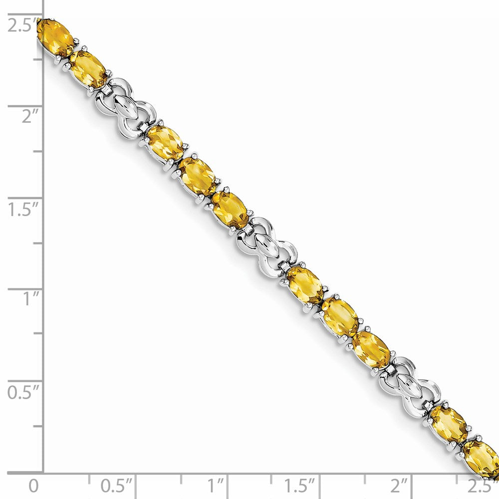 7 Zoll Sterlingsilber Rhodiniert Citrin Armband