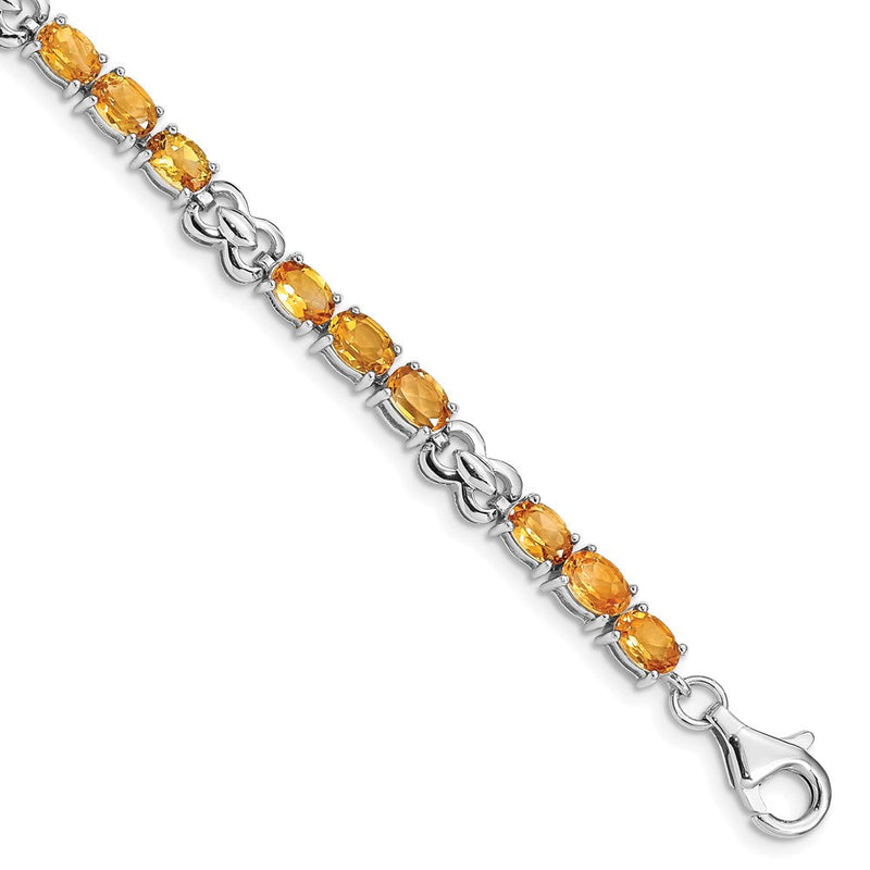 7 Zoll Sterlingsilber Rhodiniert Citrin Armband