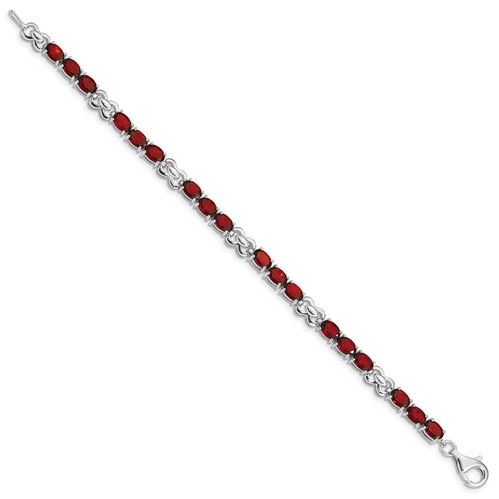 7 Zoll Sterlingsilber Rhodiniert Granat Armband