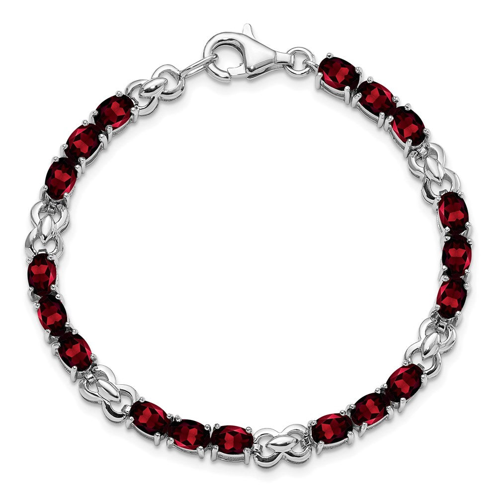 7 Zoll Sterlingsilber Rhodiniert Granat Armband