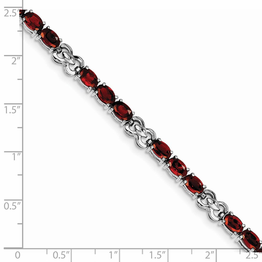 7 Zoll Sterlingsilber Rhodiniert Granat Armband