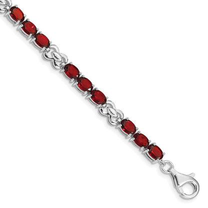 7 Zoll Sterlingsilber Rhodiniert Granat Armband