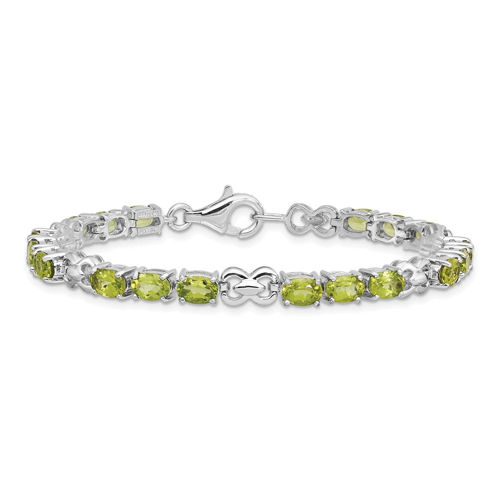 7 Zoll Sterlingsilber Rhodiniert Peridot Armband