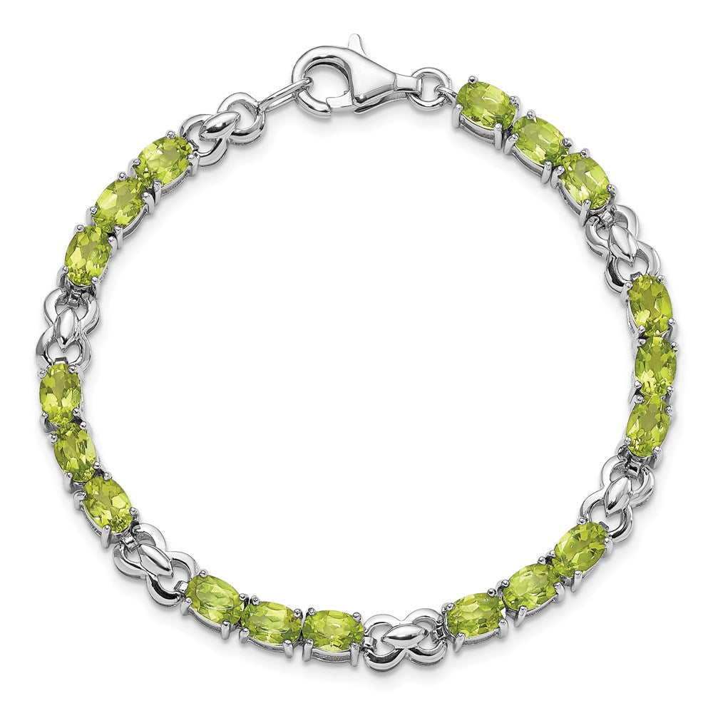 7 Zoll Sterlingsilber Rhodiniert Peridot Armband