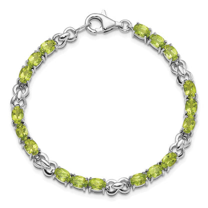 7 Zoll Sterlingsilber Rhodiniert Peridot Armband