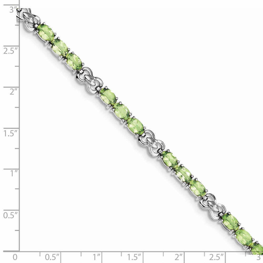 7 Zoll Sterlingsilber Rhodiniert Peridot Armband