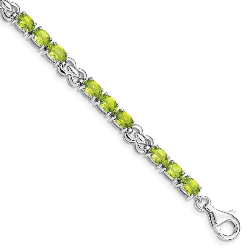 7 Zoll Sterlingsilber Rhodiniert Peridot Armband