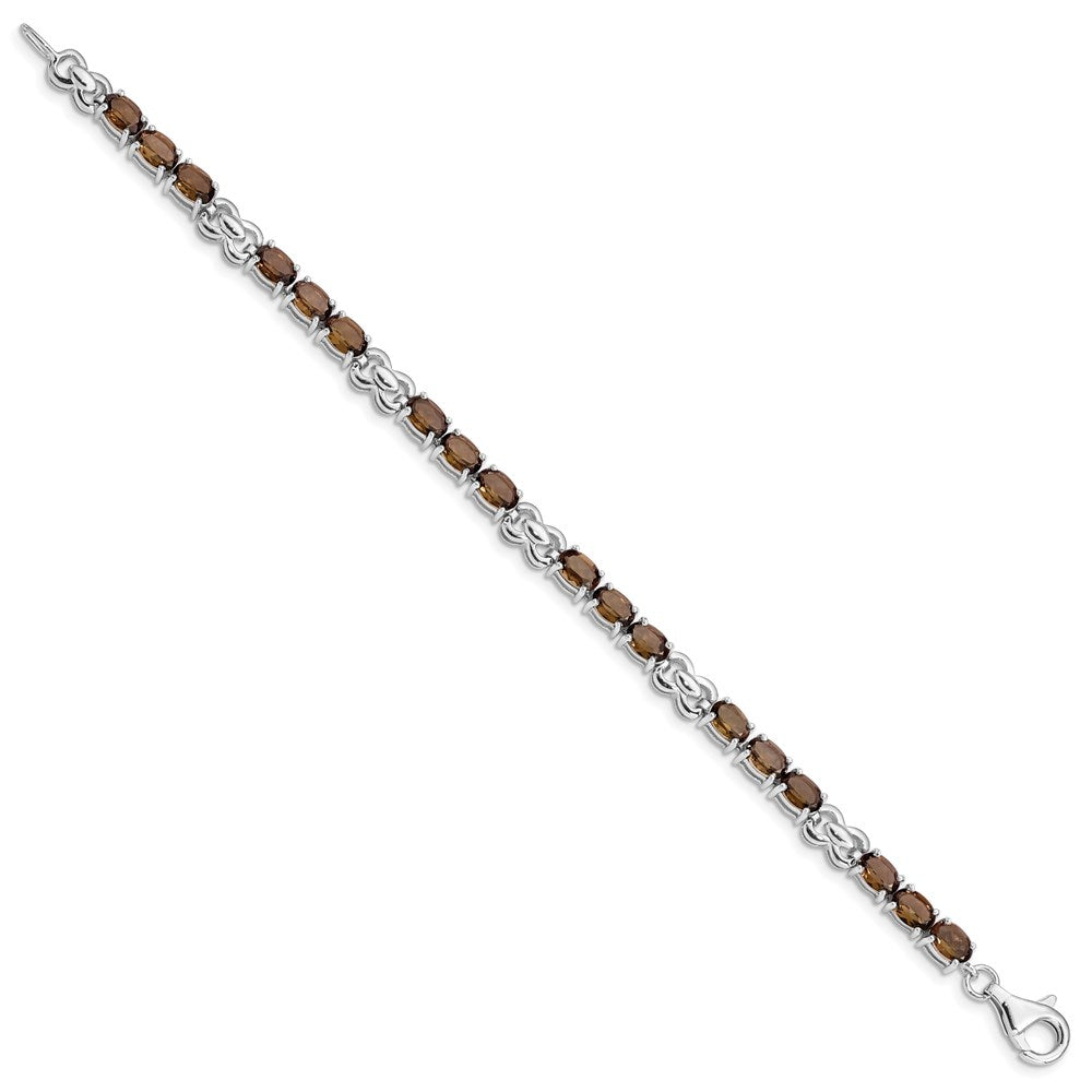 7 Zoll Sterlingsilber Rhodiniert Rauch Quarz Armband