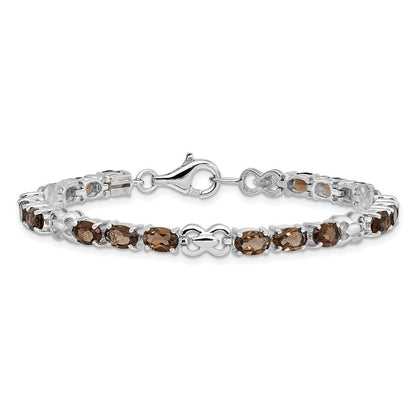 7 Zoll Sterlingsilber Rhodiniert Rauch Quarz Armband