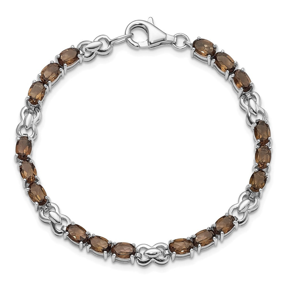 7 Zoll Sterlingsilber Rhodiniert Rauch Quarz Armband