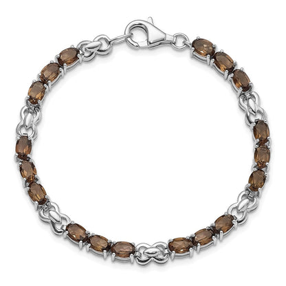 7 Zoll Sterlingsilber Rhodiniert Rauch Quarz Armband