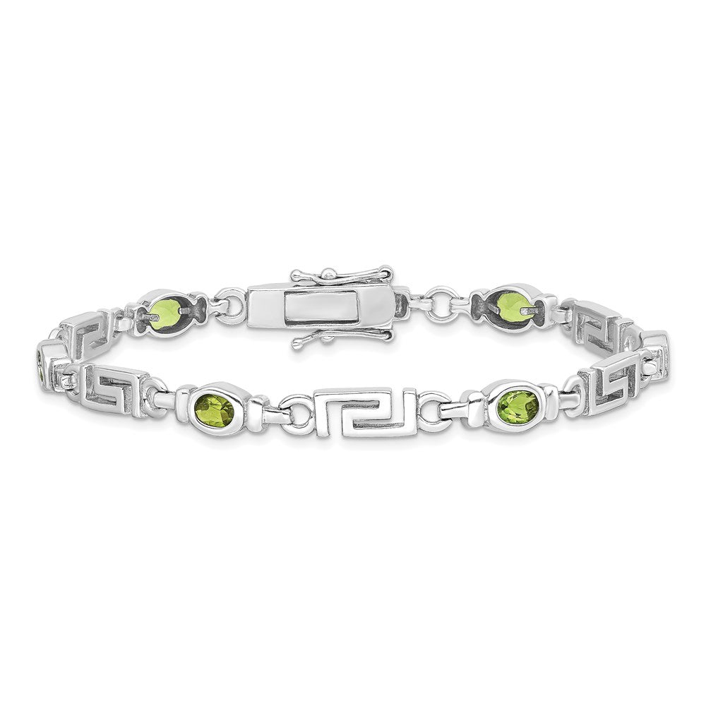7 Zoll Sterlingsilber Rhodiniert Peridot Armband