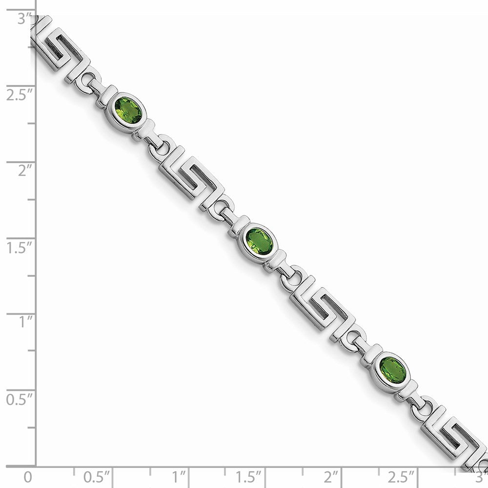 7 Zoll Sterlingsilber Rhodiniert Peridot Armband