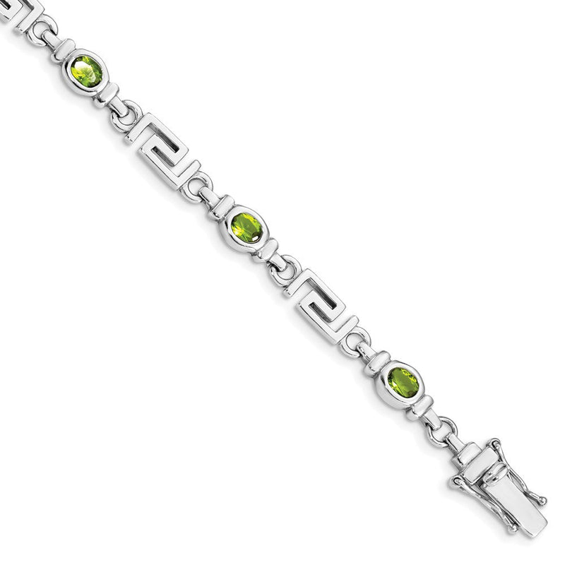 7 Zoll Sterlingsilber Rhodiniert Peridot Armband
