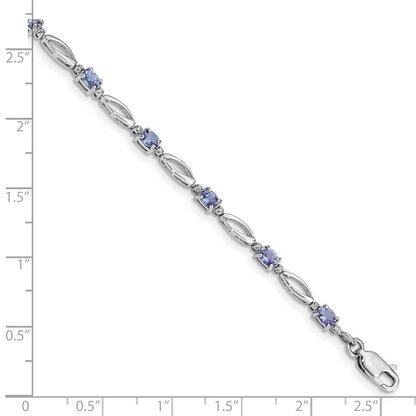 7.75 Zoll Sterlingsilber Rhodiniert Diamant und Tansanit Armband