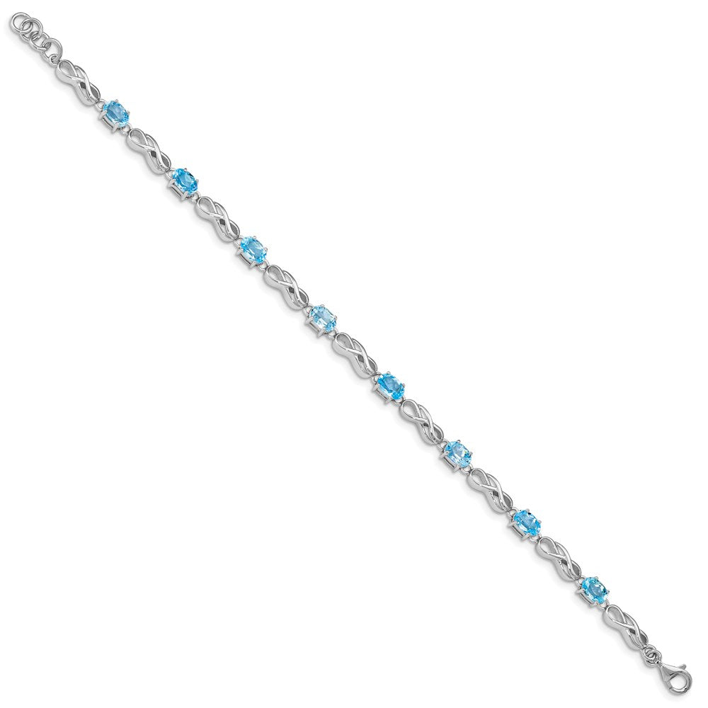 7 Zoll Sterlingsilber Rhodiniert Blautopas Figure 8 Armband