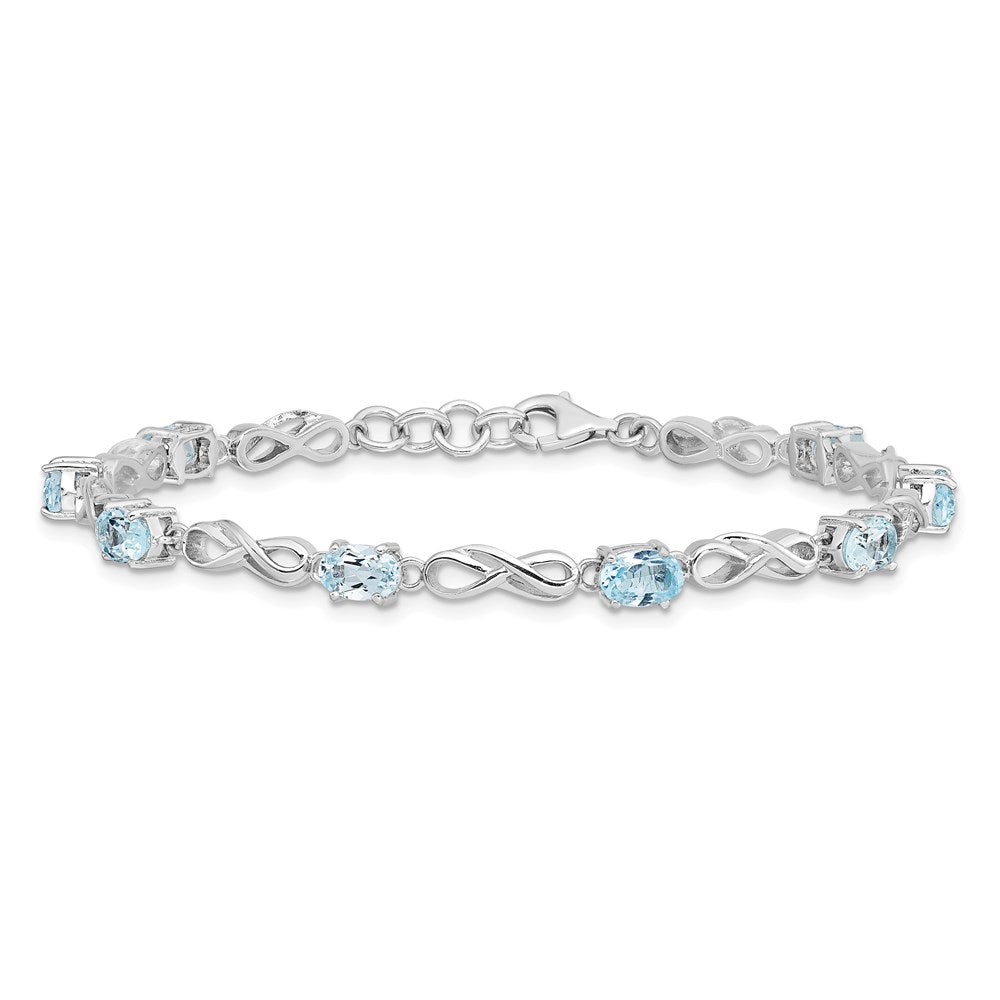 7 Zoll Sterlingsilber Rhodiniert Blautopas Figure 8 Armband