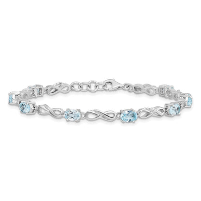 7 Zoll Sterlingsilber Rhodiniert Blautopas Figure 8 Armband