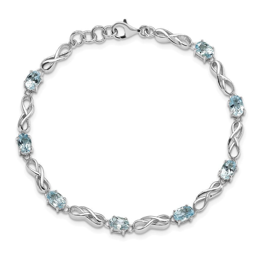 7 Zoll Sterlingsilber Rhodiniert Blautopas Figure 8 Armband