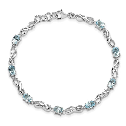 7 Zoll Sterlingsilber Rhodiniert Blautopas Figure 8 Armband
