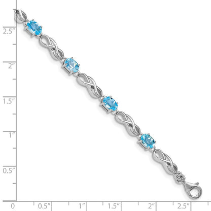 7 Zoll Sterlingsilber Rhodiniert Blautopas Figure 8 Armband