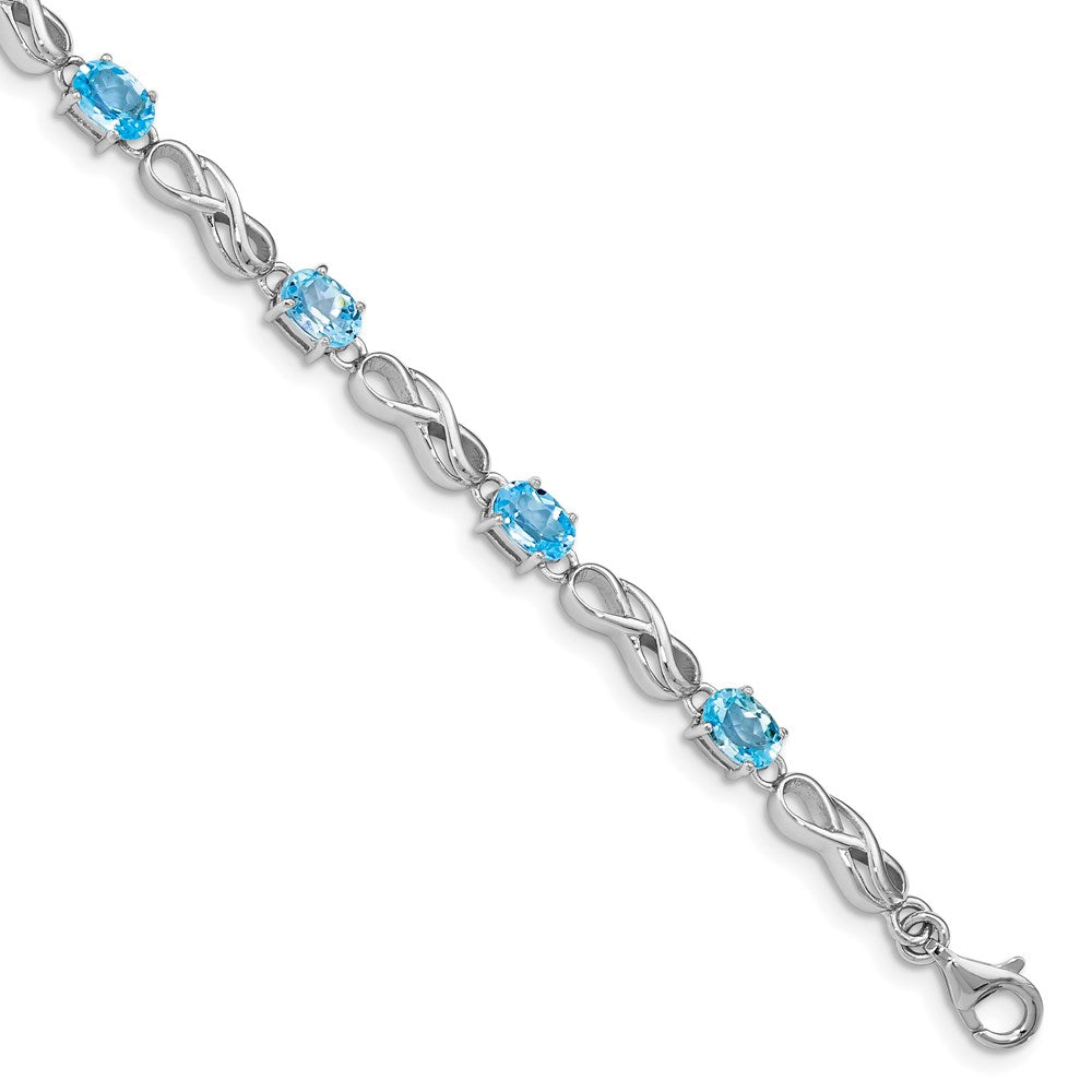 7 Zoll Sterlingsilber Rhodiniert Blautopas Figure 8 Armband