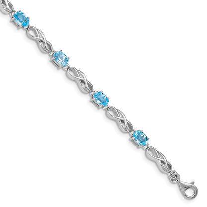 7 Zoll Sterlingsilber Rhodiniert Blautopas Figure 8 Armband
