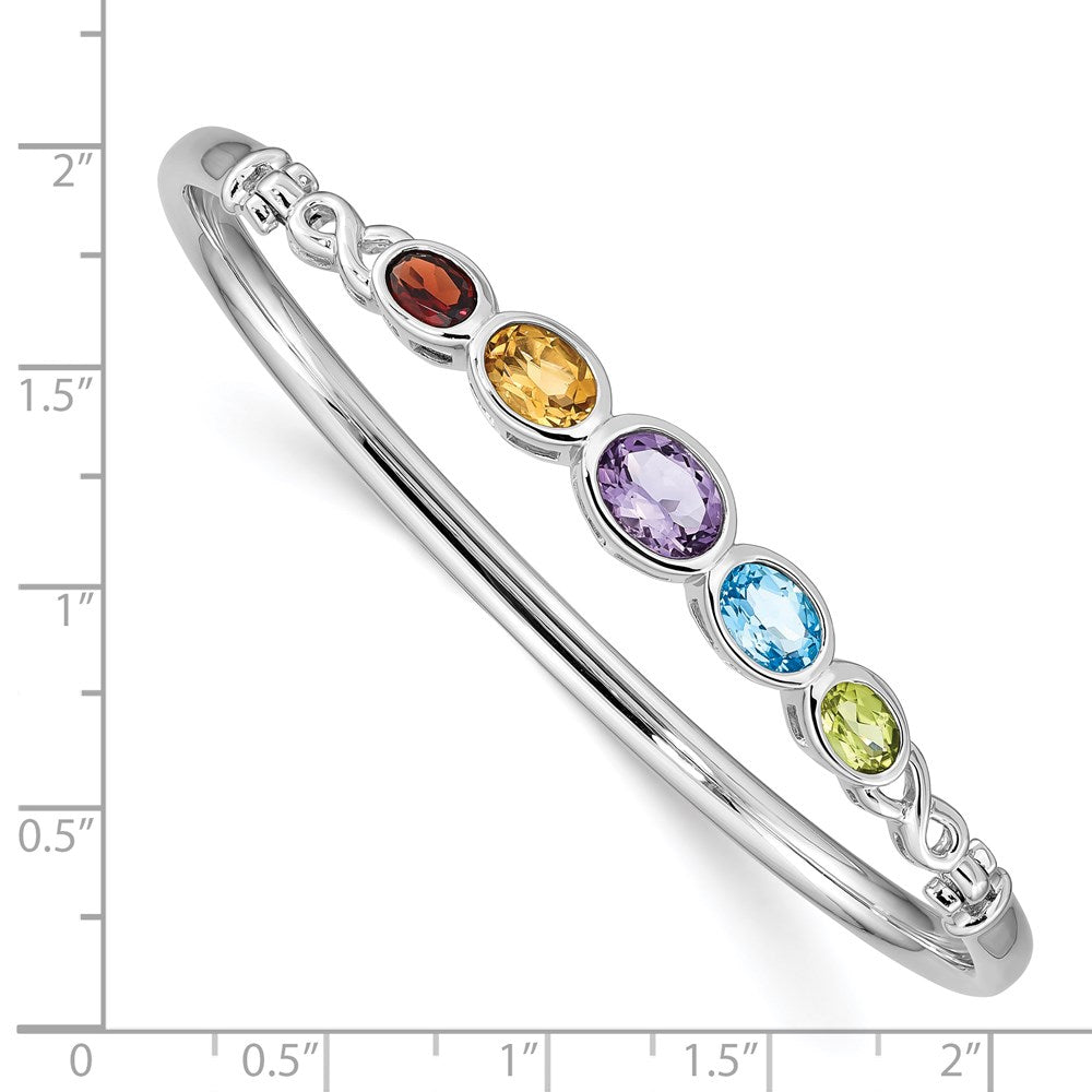 Sterlingsilber Rhodiniert Multi Edelstein Armreif Armband