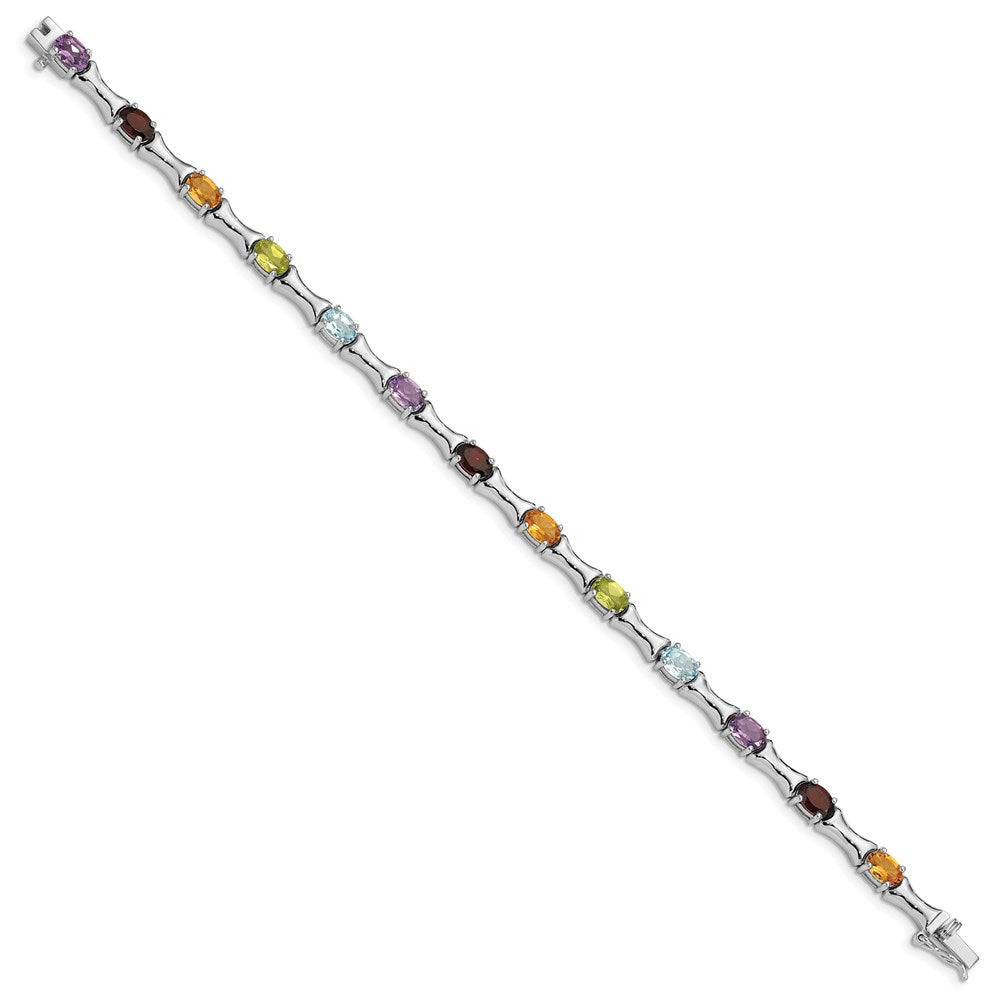 Sterlingsilber Rhodiniert & Multi Edelstein Armband