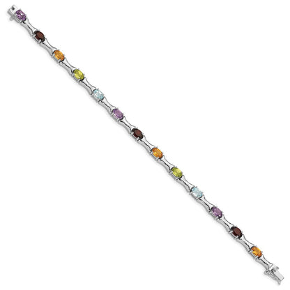 Sterlingsilber Rhodiniert & Multi Edelstein Armband