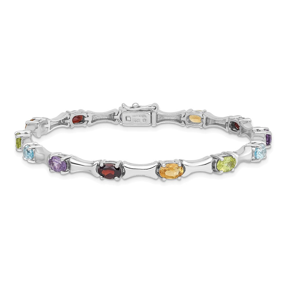 Sterlingsilber Rhodiniert & Multi Edelstein Armband
