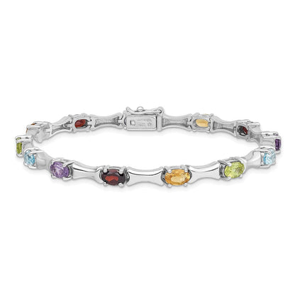 Sterlingsilber Rhodiniert & Multi Edelstein Armband