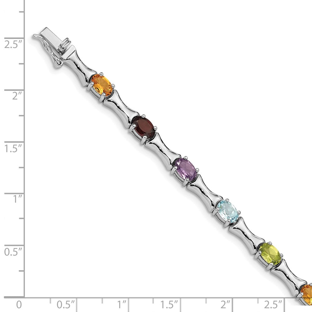 Sterlingsilber Rhodiniert & Multi Edelstein Armband