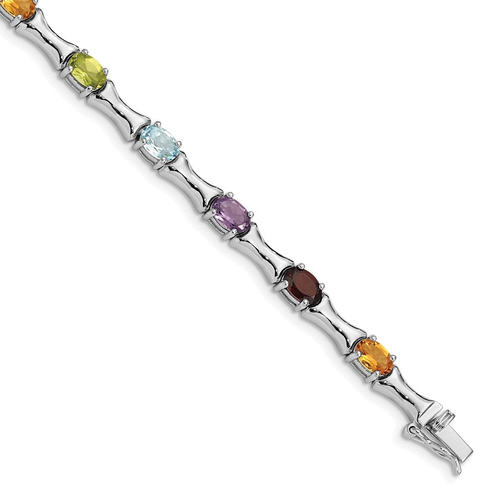 Sterlingsilber Rhodiniert & Multi Edelstein Armband