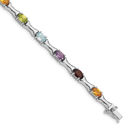 Sterlingsilber Rhodiniert & Multi Edelstein Armband