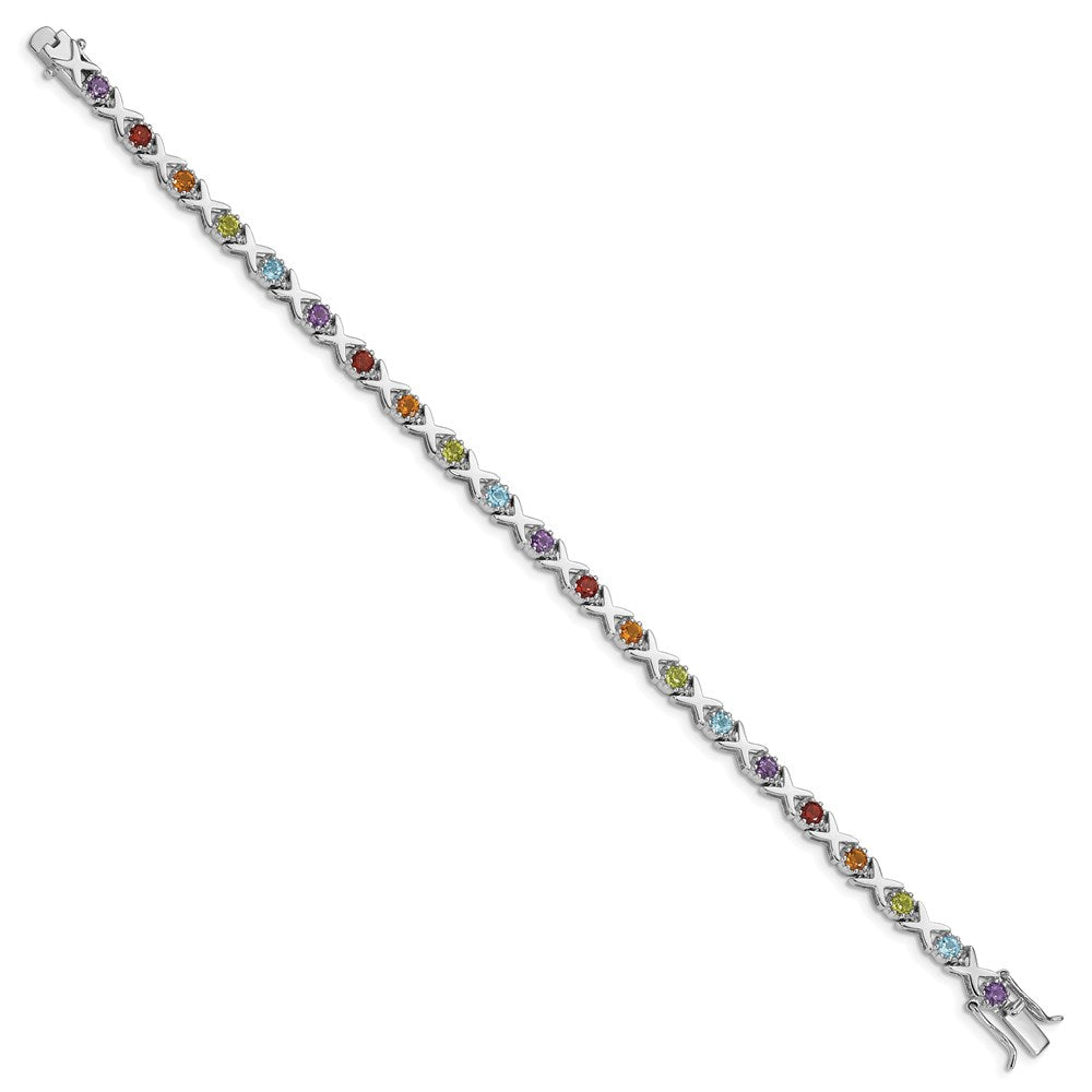 Sterlingsilber Rhodiniert & Multi Edelstein Armband