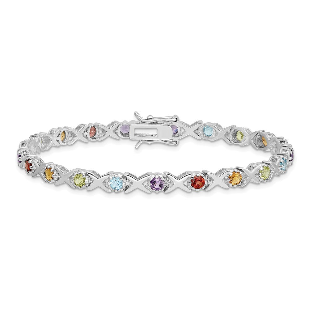 Sterlingsilber Rhodiniert & Multi Edelstein Armband