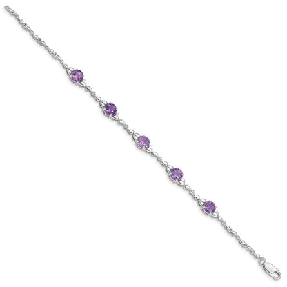 Sterlingsilber Rhodiniert Amethyst & Diamant Tennis Armband