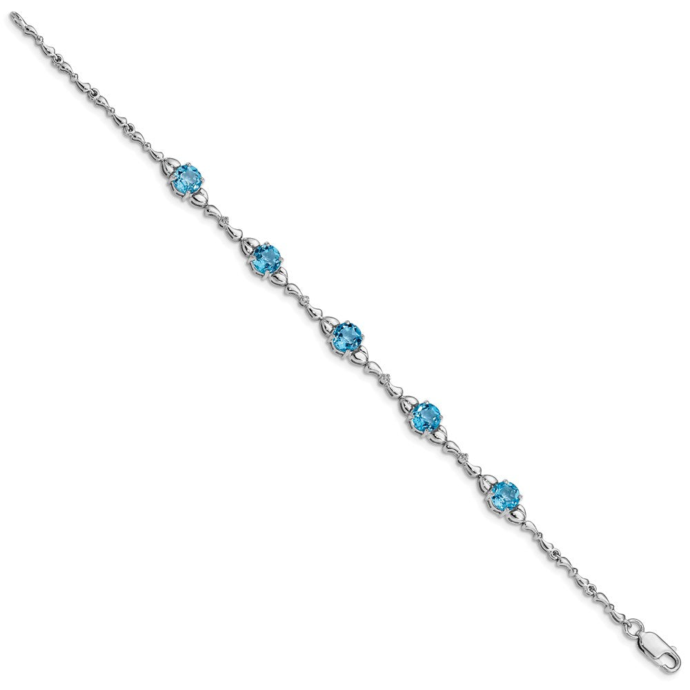 Sterlingsilber Rhodiniert Lt. Schweizer Blautopas & Diamant Armband