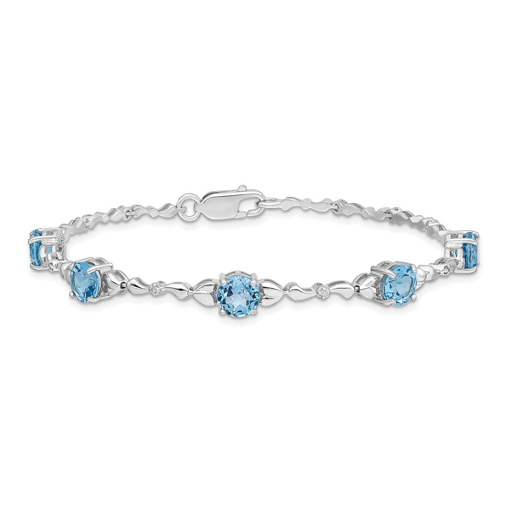 Sterlingsilber Rhodiniert Lt. Schweizer Blautopas & Diamant Armband