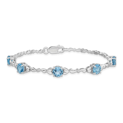 Sterlingsilber Rhodiniert Lt. Schweizer Blautopas & Diamant Armband