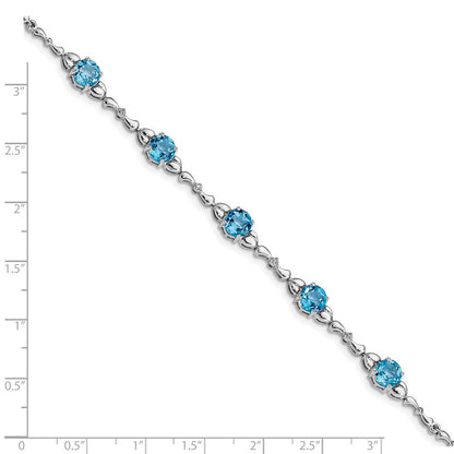 Sterlingsilber Rhodiniert Lt. Schweizer Blautopas & Diamant Armband