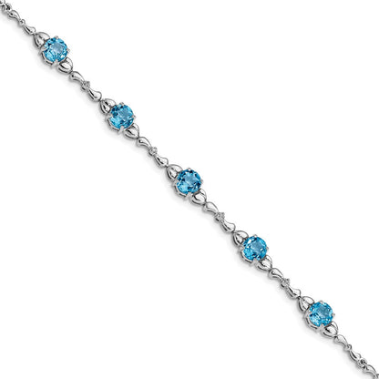 Sterlingsilber Rhodiniert Lt. Schweizer Blautopas & Diamant Armband