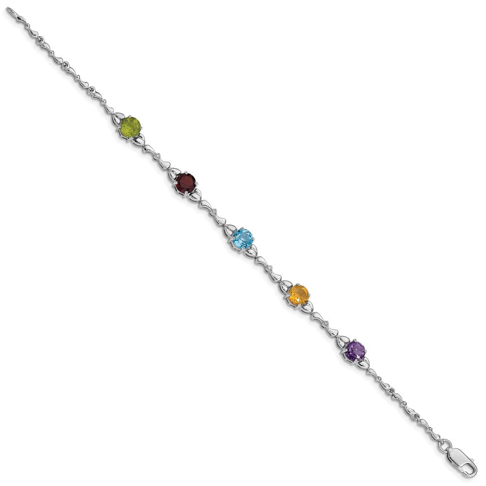 Sterlingsilber Rhodiniert Multi Edelstein & Diamant Armband