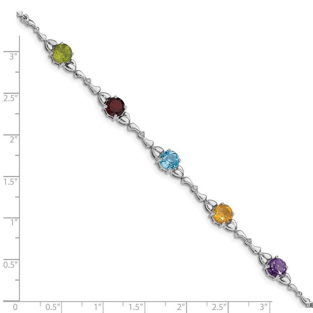 Sterlingsilber Rhodiniert Multi Edelstein & Diamant Armband