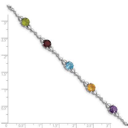 Sterlingsilber Rhodiniert Multi Edelstein & Diamant Armband