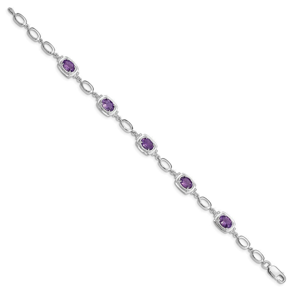 Sterlingsilber Rhodiniert Amethyst Glieder Armband