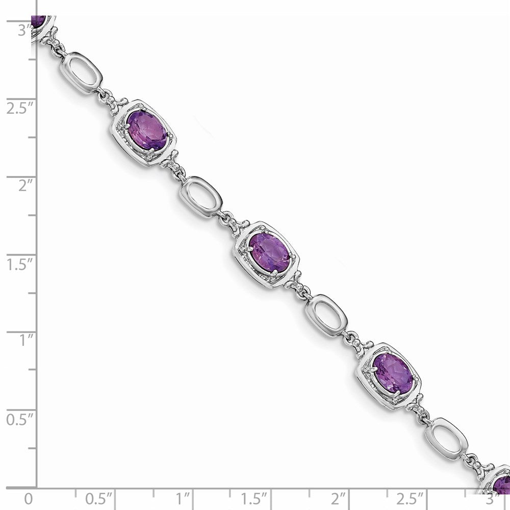 Sterlingsilber Rhodiniert Amethyst Glieder Armband