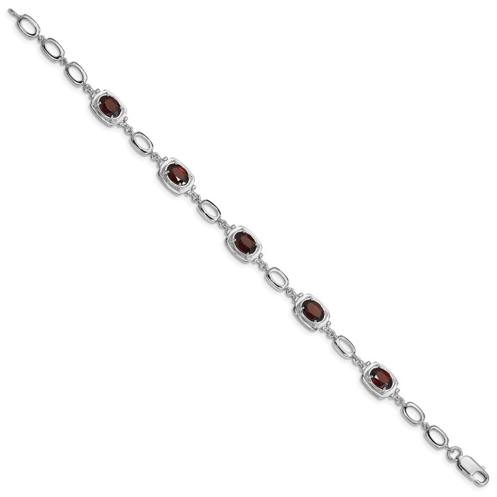 Sterlingsilber Rhodiniert Granat Glieder Armband